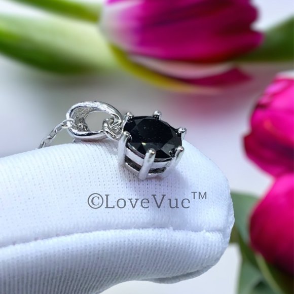 Certified 1ct. t.w. Black Diamond 6-prong Solitaire Necklace - Picture 3 of 13